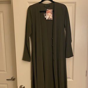 Naked Wardrobe olive green long duster coat